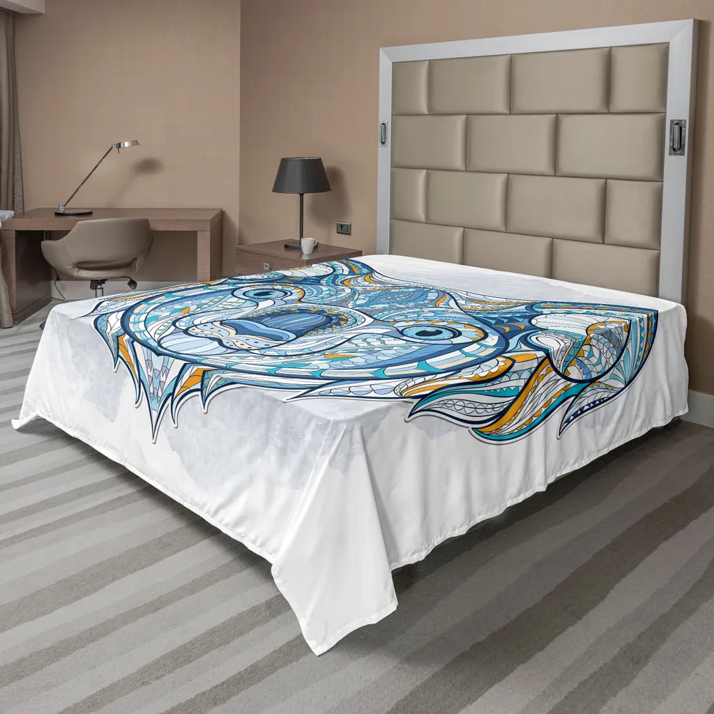 Drap supérieur confortable en microfibre bleue imprimé Koala tribal
