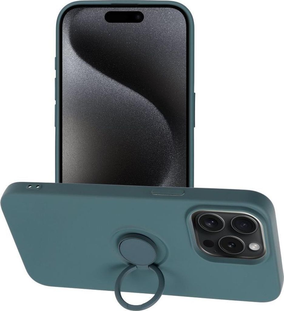 Case passend für iPhone 15 PRO MAX Silicone Ring green