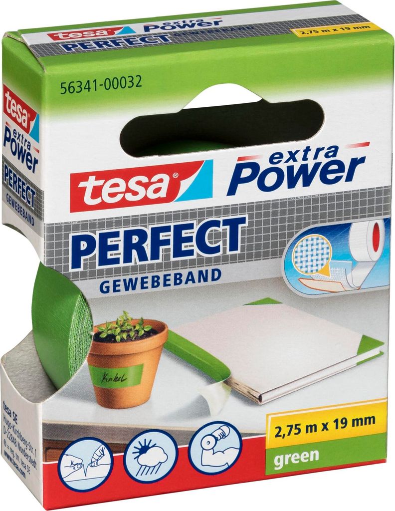 Nastro per tessuti Tesa. 2,75 m x 19 mm verde extra Power Immagine del prodotto 