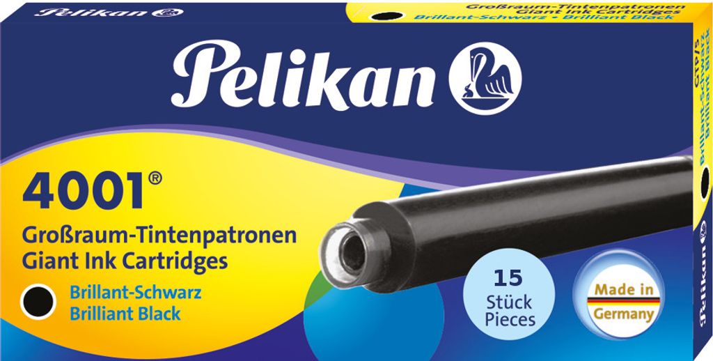 15 Pelikan Großraum Tintenpatronen 4001 / Füllerpatronen/Farbe: brillant-schwarz