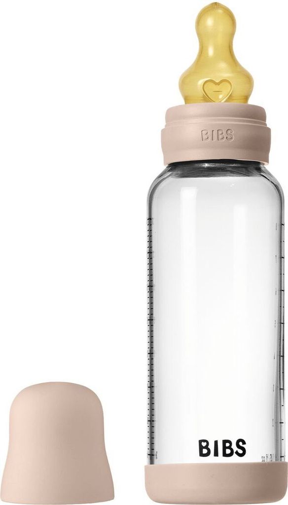 Bibs Glas-Flasche Baby Bottle Round 240 ml + Latex-Trinksauger