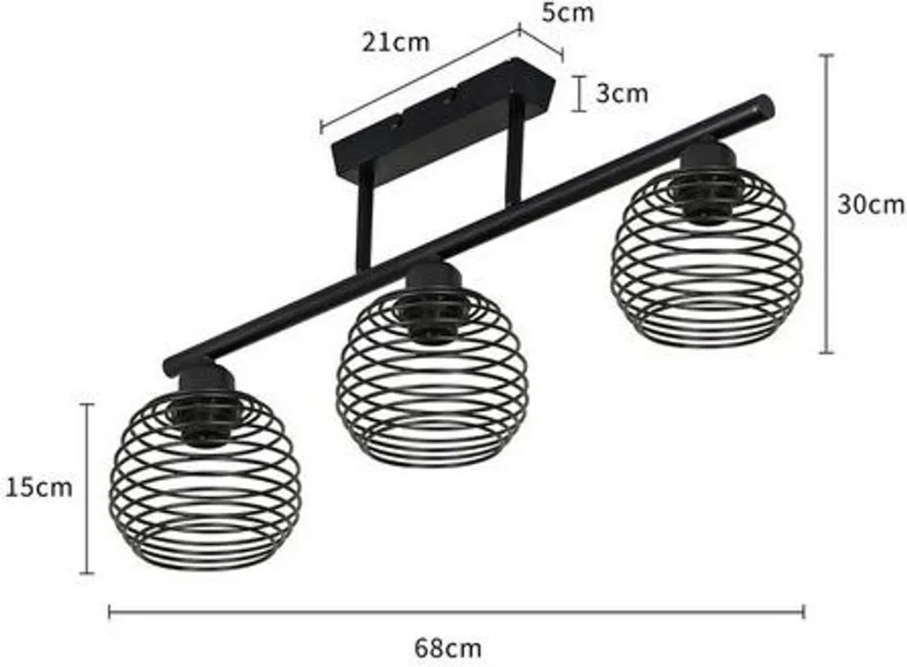 Plafonnier Rétro Noir E27 : Solution Éclairage Compact pour Plafond Bas LED
