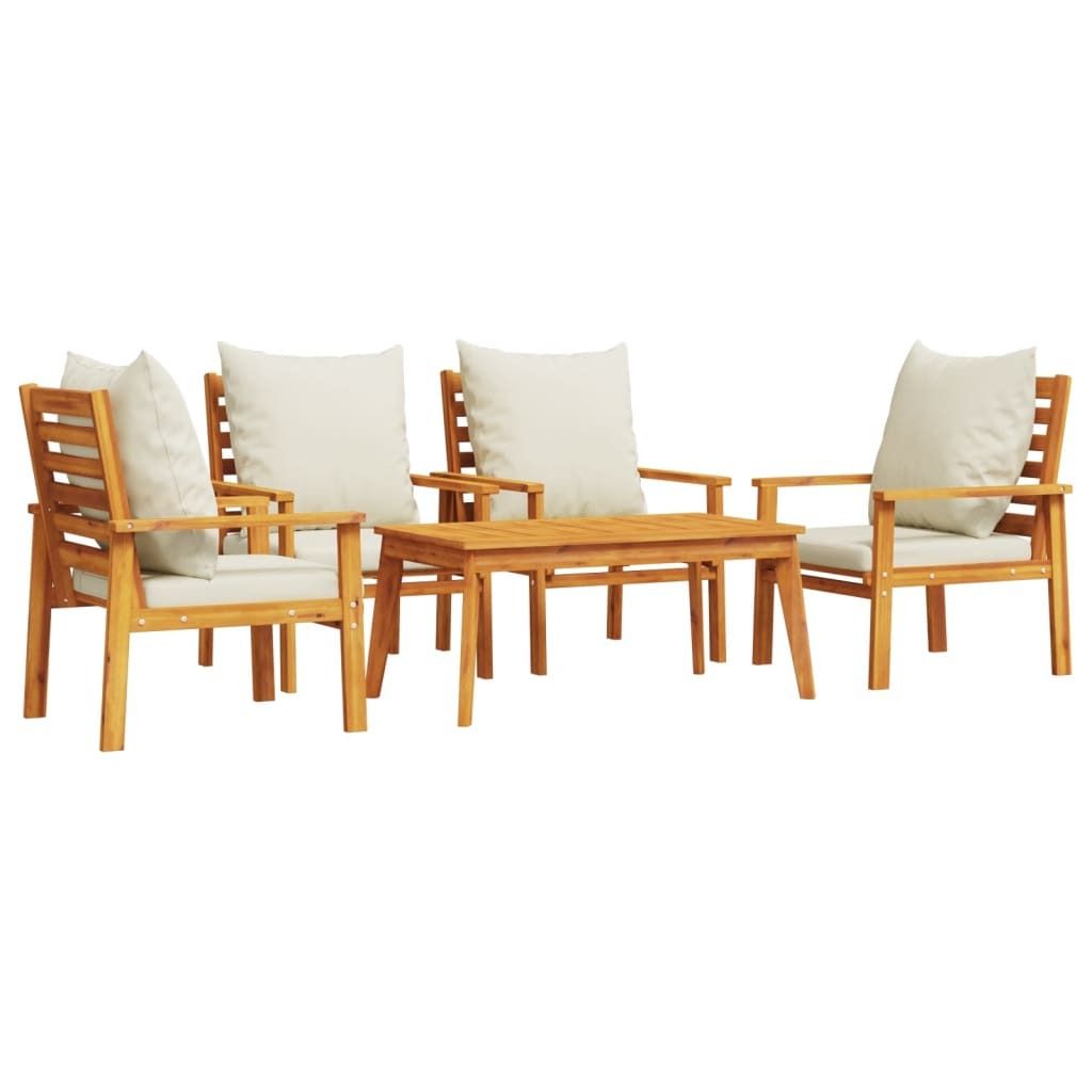 vidaXL 5-tlg. Garten-Lounge-Set mit Kissen Massivholz Akazie