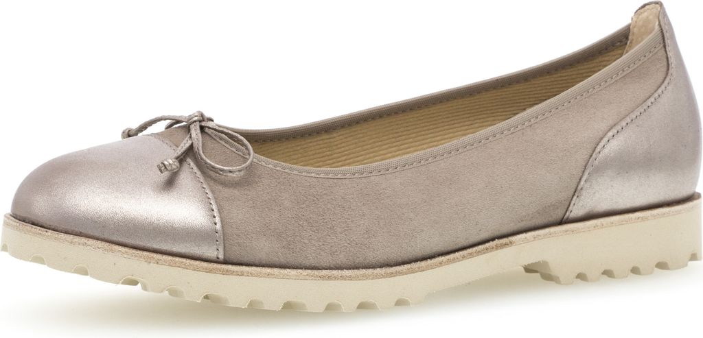 Gabor Shoes Ballerina Beige Veloursleder/Leder Größe: 42.5 Normal