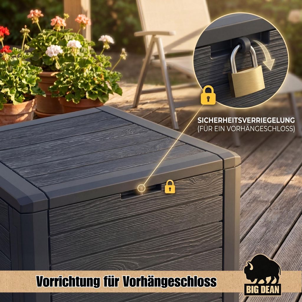 BigDean Gartenbox klein kompakt 140 Liter ideal für Balkon