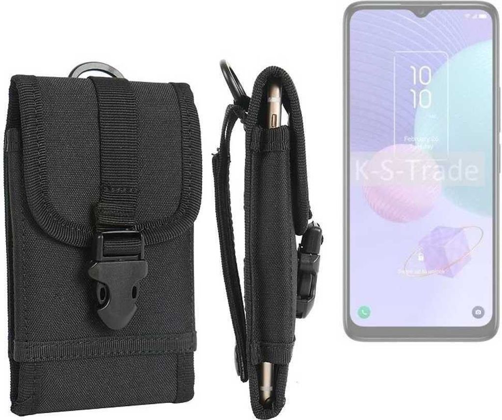 K-S-Trade Holster Handy Hülle kompatibel mit TCL 405 Holster Handytasche Gürtel Tasche Schutz Hülle Robust Outdoor schwarz
