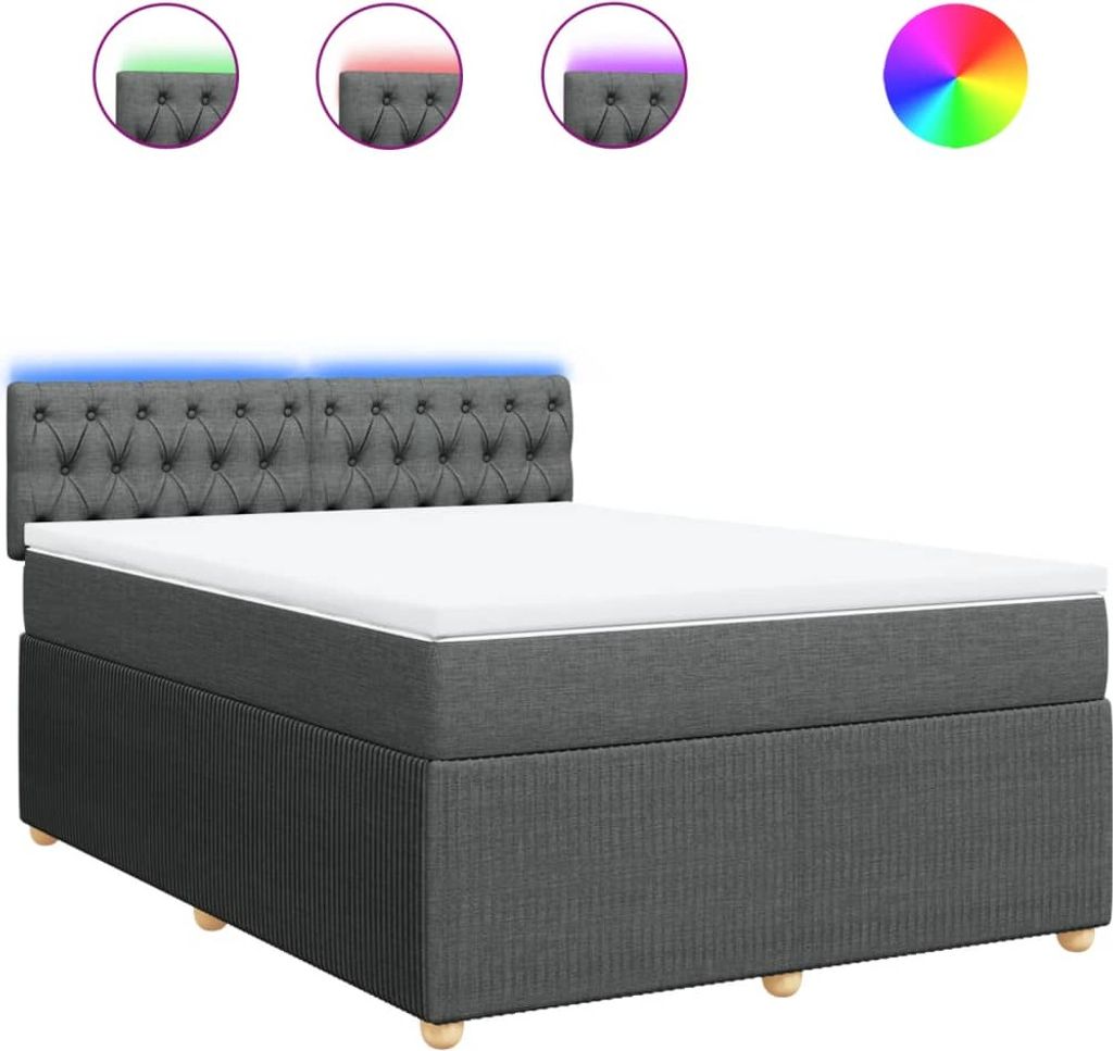 vidaXL Boxspringbett mit Matratze Dunkelgrau 160x200 cm Stoff