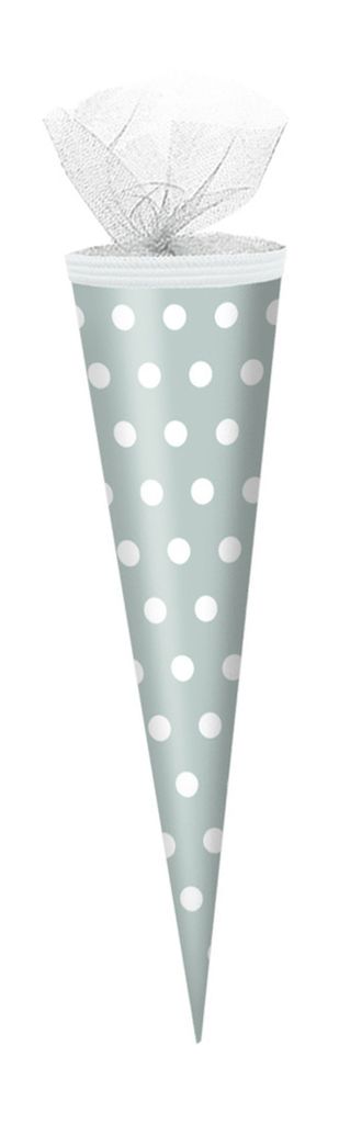 Schultüte rund Farbe türkis mit weiße Punkte Zuckertüte 50cm 