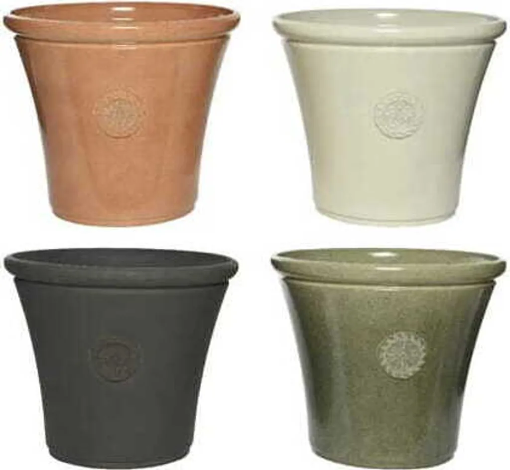 Jardinière Poly pierre décorative boîtier rond fleur 40x45.5cm grise