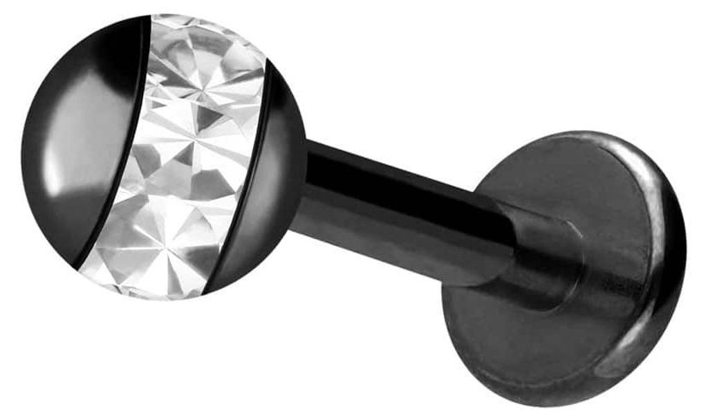 Ohrpiercing, Nasenpiercing Chirurgenstahl Labret EPOXY-RING-KUGEL Schwarz Stablänge: 9mm + Stabstärke: 1,6mm + Kugelgröße: 4mm