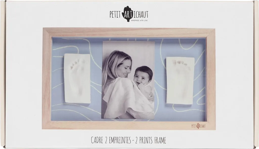 Kit empreinte bébé et cadre photo décoratif Petit Artichaut bleu ciel