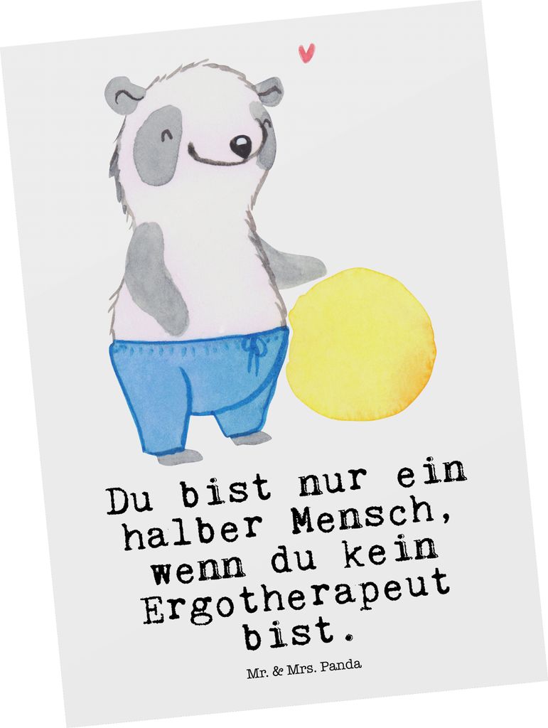 Mr. & Mrs. Panda Postkarte Ergotherapeut Herz - Weiß - Geschenk, Ansichtskarten, Postkarten, Ausbildung, Beruf, Grußkarte, Spruch, Fotokarte, Lus...