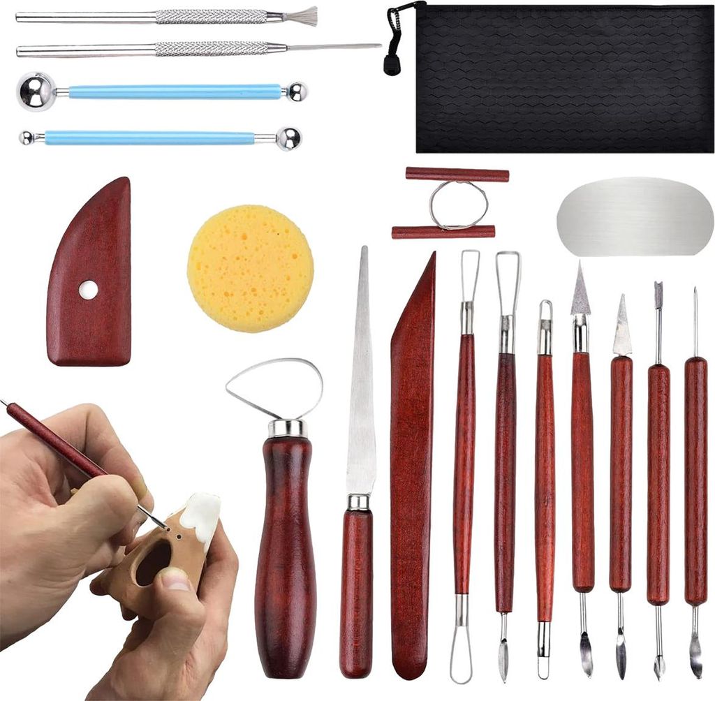 18-teiliges Tonwerkzeug-Set, Modellierwerkzeug für Keramik und Töpferwaren, Keramik-Werkzeugset, Polymer-Werkzeugset