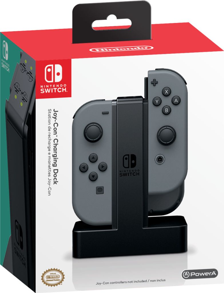 The image shows the retail packaging for a Nintendo Switch Joy-Con Charging Dock.