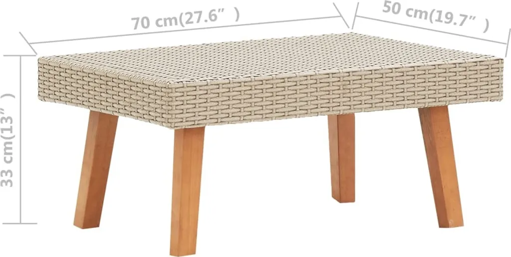 vidaXL Tavolino da Giardino Beige in Poly Rattan - Arredo Patio Resistente - 6