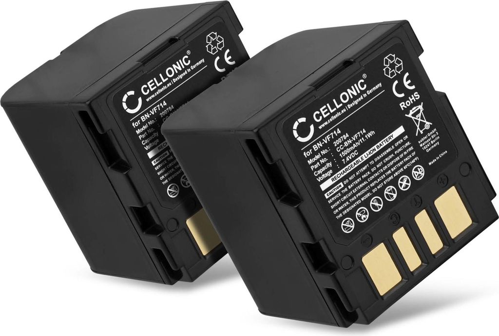 CELLONIC 2x Akku für Kamera Kompatibel mit JVC GR-D240, GR-D250, GR-D270, BN-VF714 - (1500mAh, 7.4V)
