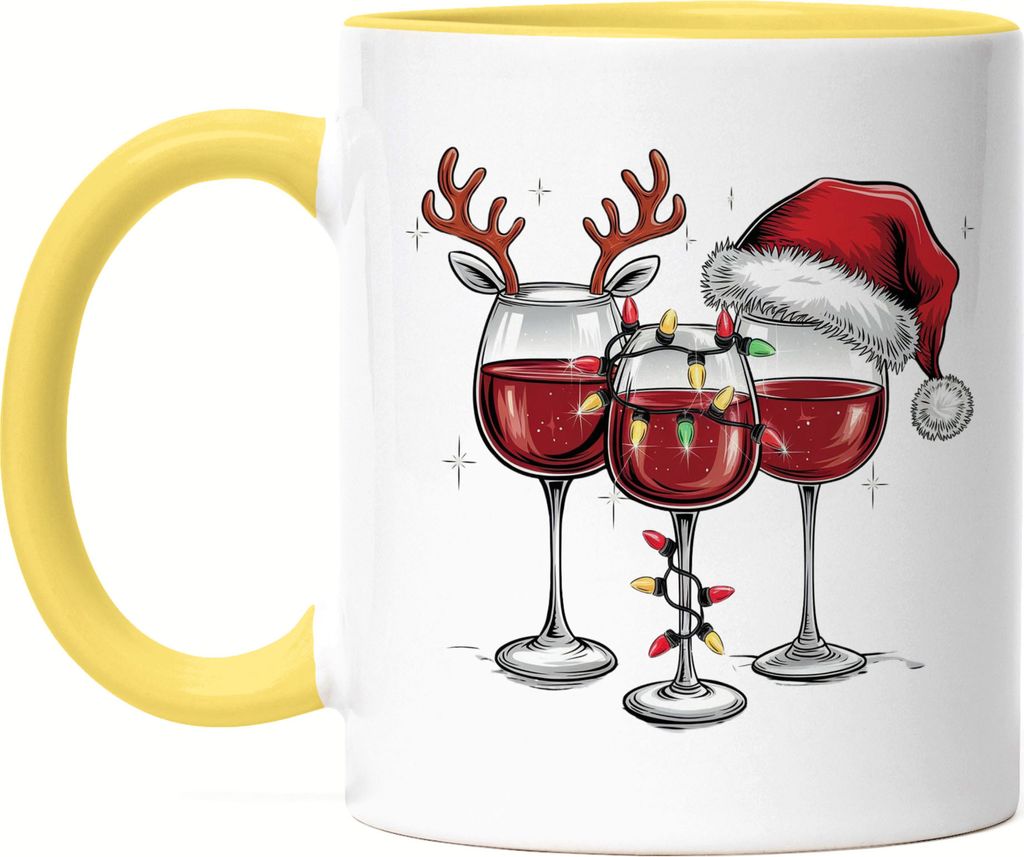 Weihnachts-Weingläser Tasse gelb Rotwein Weißwein Weintrinker Weihnachten Weinliebhaber Geschenkidee
