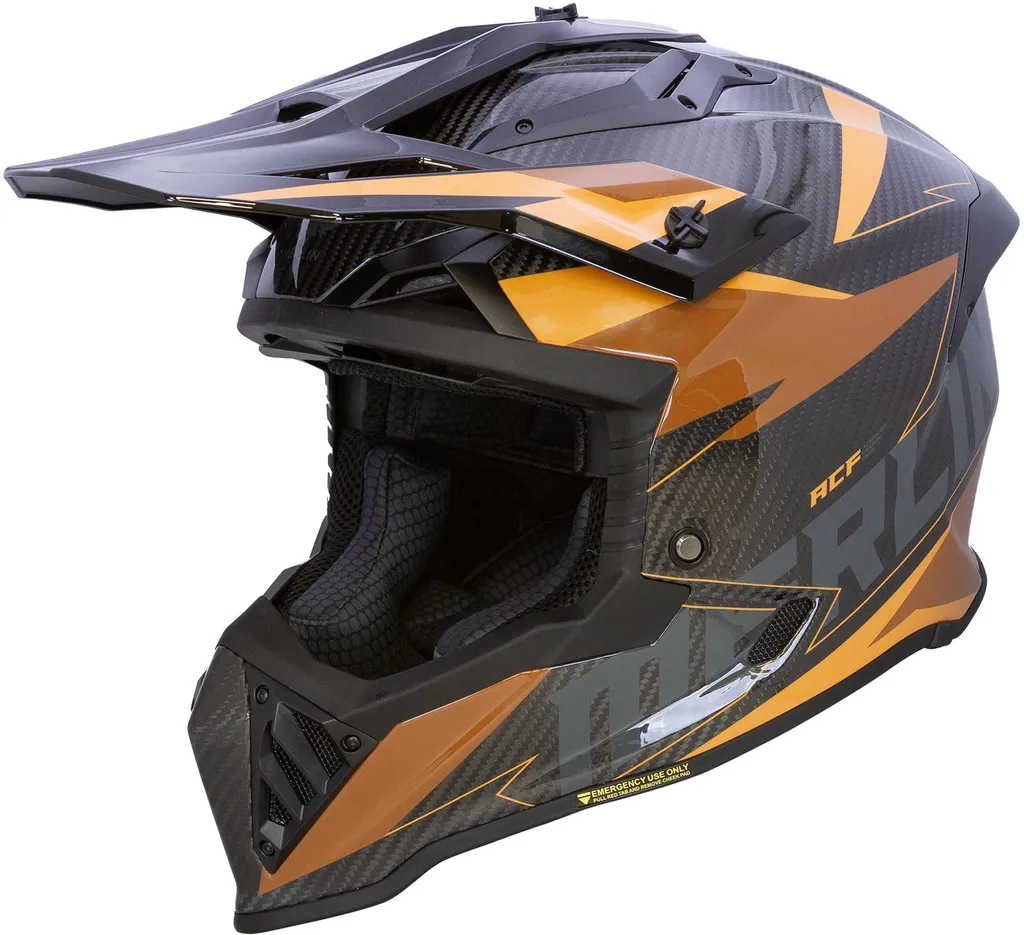 Casque Motocross Carbone Merlin Recon Code Gloss Carbon Ultra Léger XL