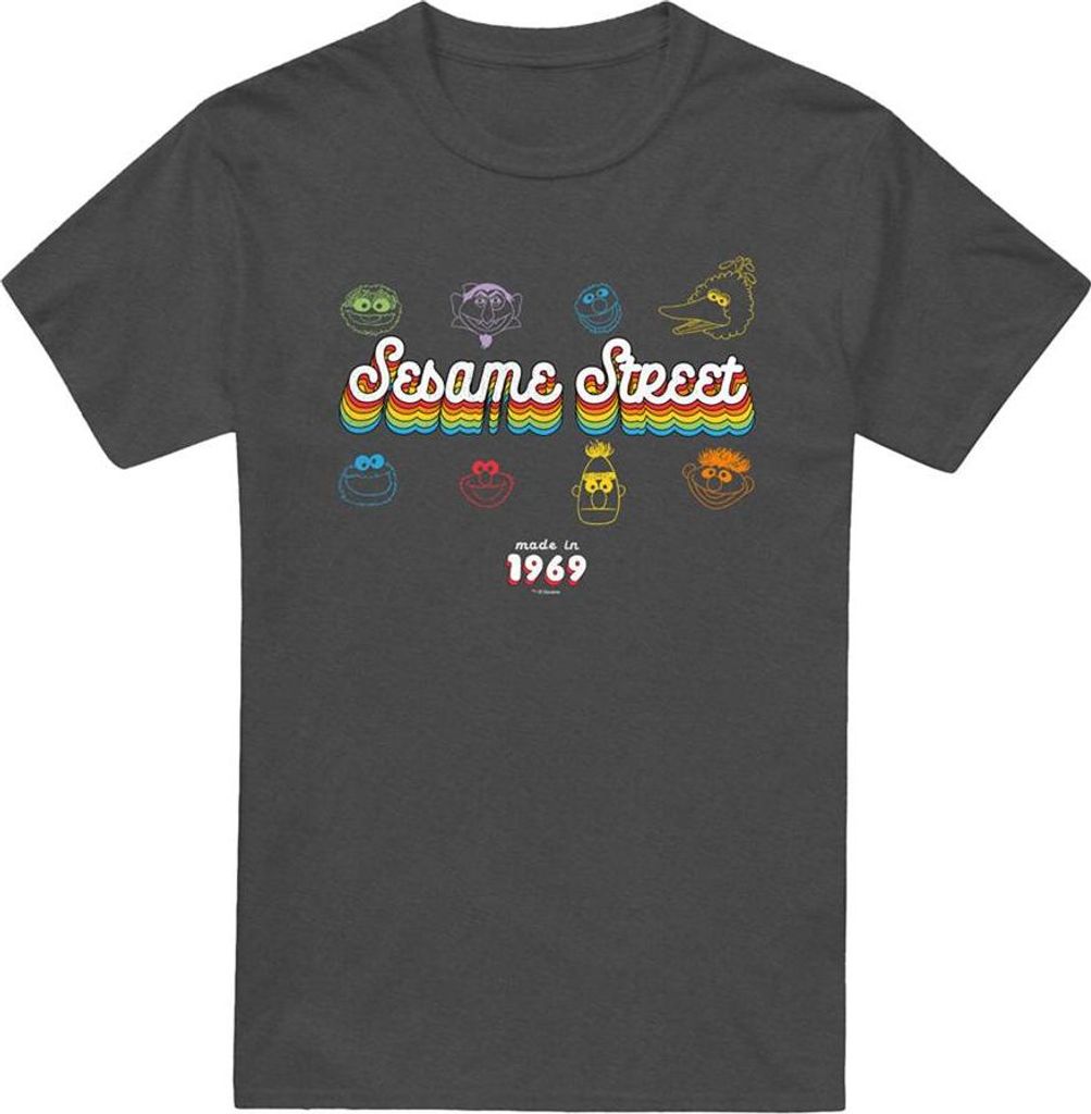 Sesame Street - " 1969" T-Shirt für Herren/Damen Uni TV21200 (S) (Holzkohle)