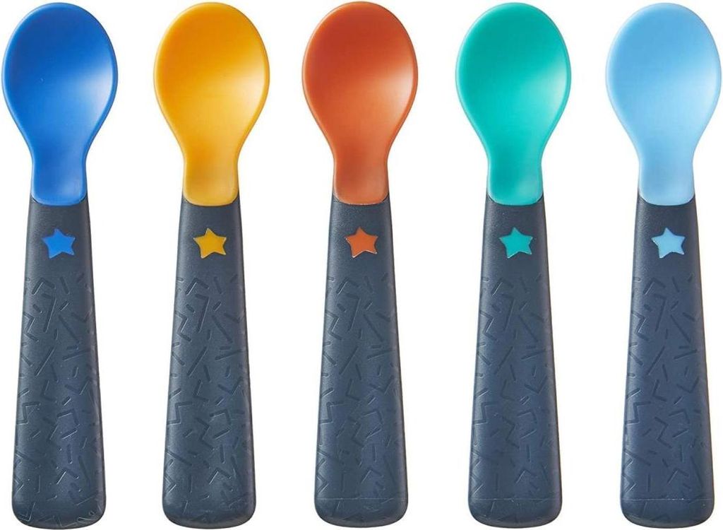 Tommee Tippee Esslernlffel Easigrip, griffiges Design, ab 6 Monaten, mehrfarbig 72 g, 5er Pack