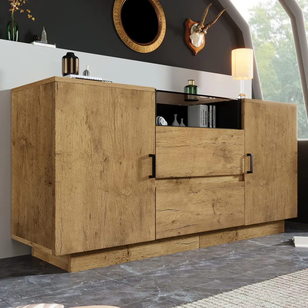 Grand Buffet Gain de Place 140cm pour Ranger sans Encombrer la Pièce