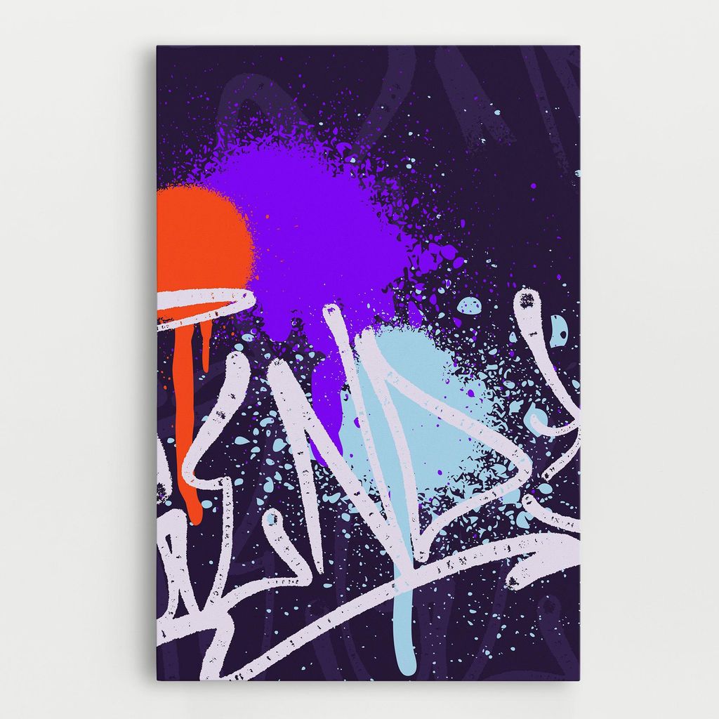 ARTHUB Leinwandbild 20x30 cm, Purple Blue Graffiti | Wohnzimmerdekoration, Hängende Bilder, Wanddekoration, Heimdekoration, Moderne, Graffiti