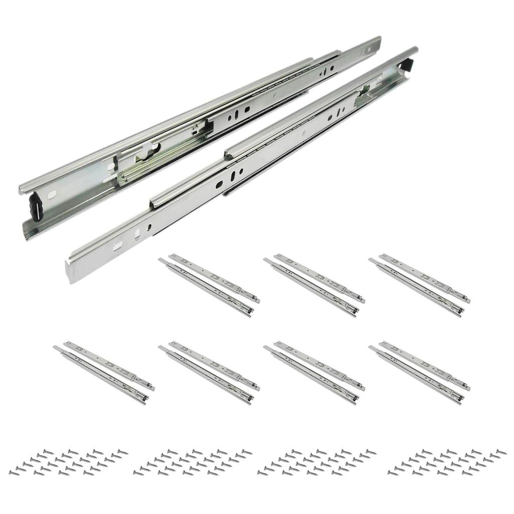 YALION 8 Paar Schubladenschienen Vollauszug 300 mm Kugelauszug,35 mm Stahl Führungsschienen seitliche Montage mit Schrauben, belastbar bis 35 kg