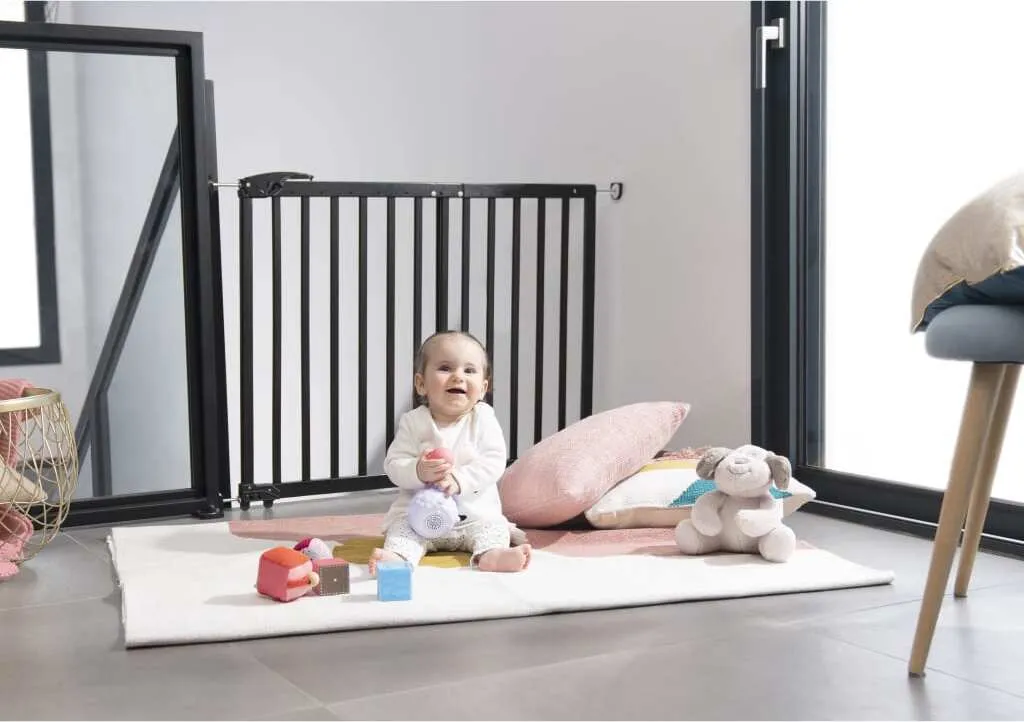 Barrière de Sécurité Enfant Extensible Noire Fixation Pression et Vis - 10