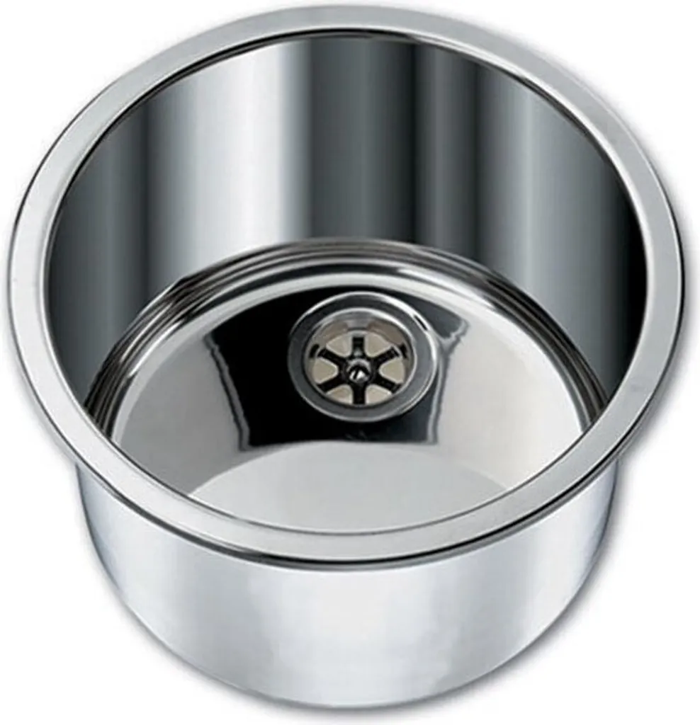 Évier de cuisine rond encastrable Hollex Ø360 mm en inox satiné durable