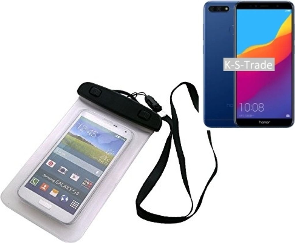 K-S-Trade Schutz Hülle Handy Hülle Kompatibel mit Huawei Honor 7A Beach Bag wasserdicht 16cm x 10cm Schutzhülle Staub Sand Flachwasser Beachbag