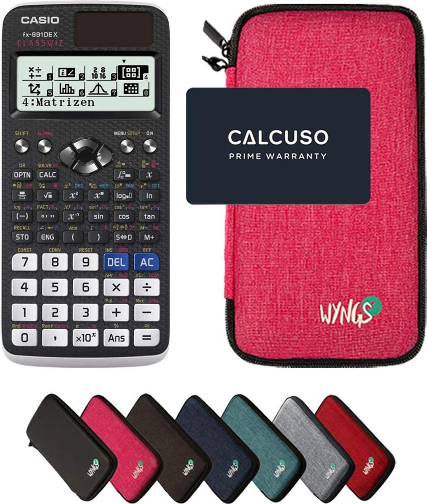 Casio fx-991DE X Classwiz inkl. WYNGS Schutztasche Pink - Wissenschaftlicher Taschenrechner - Basic Set