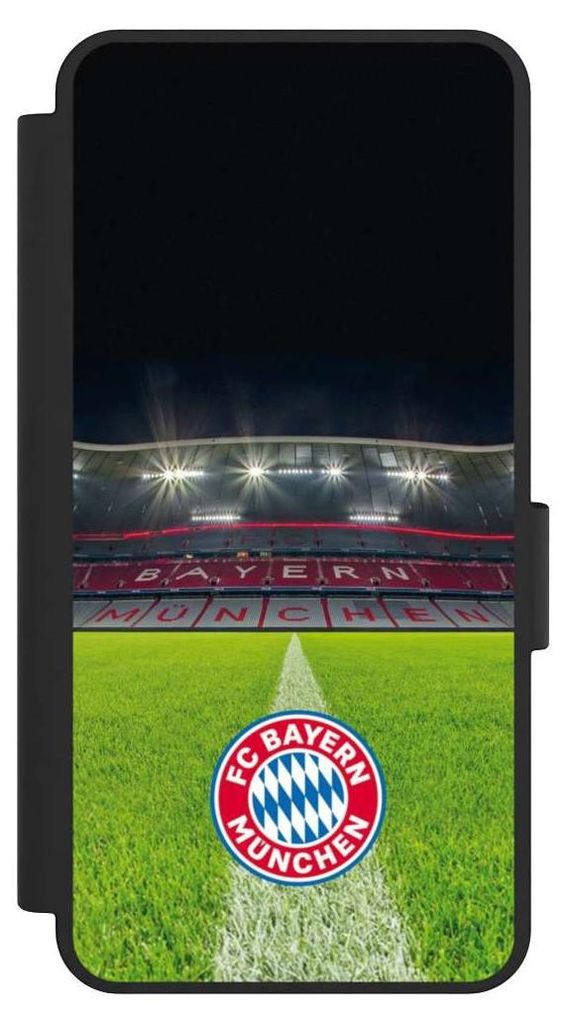 NIVOCASE Klapphülle für Samsung Galaxy S25 Edge Handyhülle aus Kunst Leder NIVOflip schwarz FC Bayern München FCB Stadion