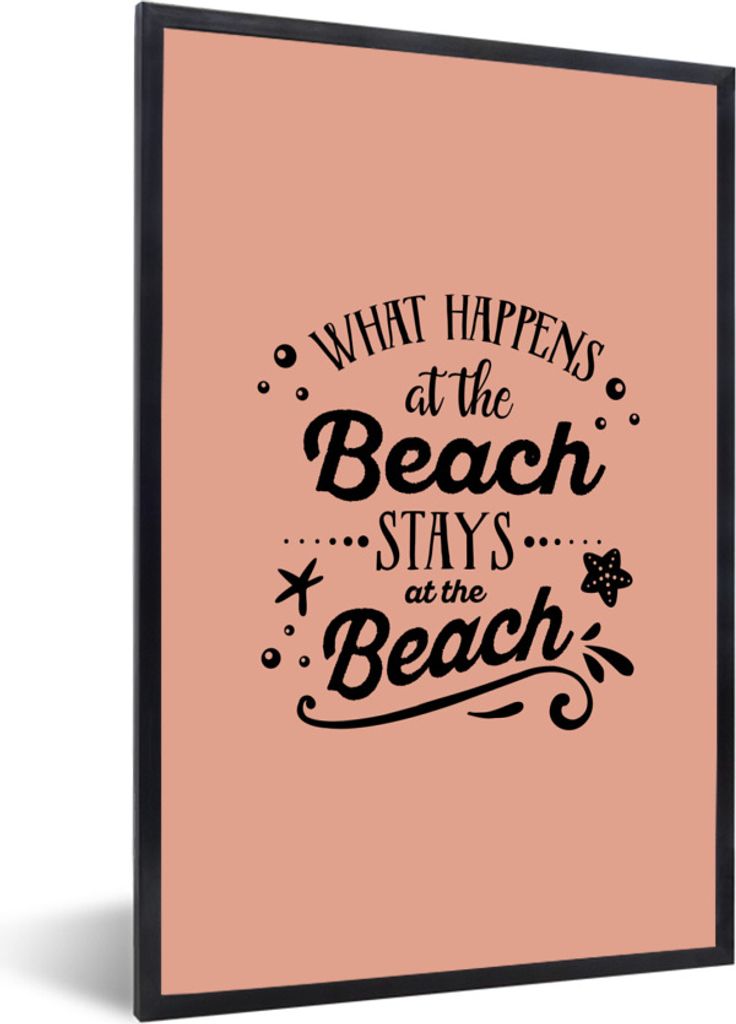 MuchoWow Gerahmtes Poster Sommer - Zitat - Strand 60x90 cm - Poster mit Schwarzem Bilderrahmen Wandposter Rahmen Foto Bilder - Kunst