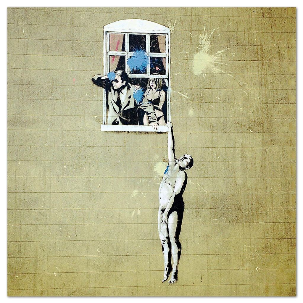 Giallobus - Der Mann der hängt - Banksy - 70L x 70B cm - Bild - Acrylglas