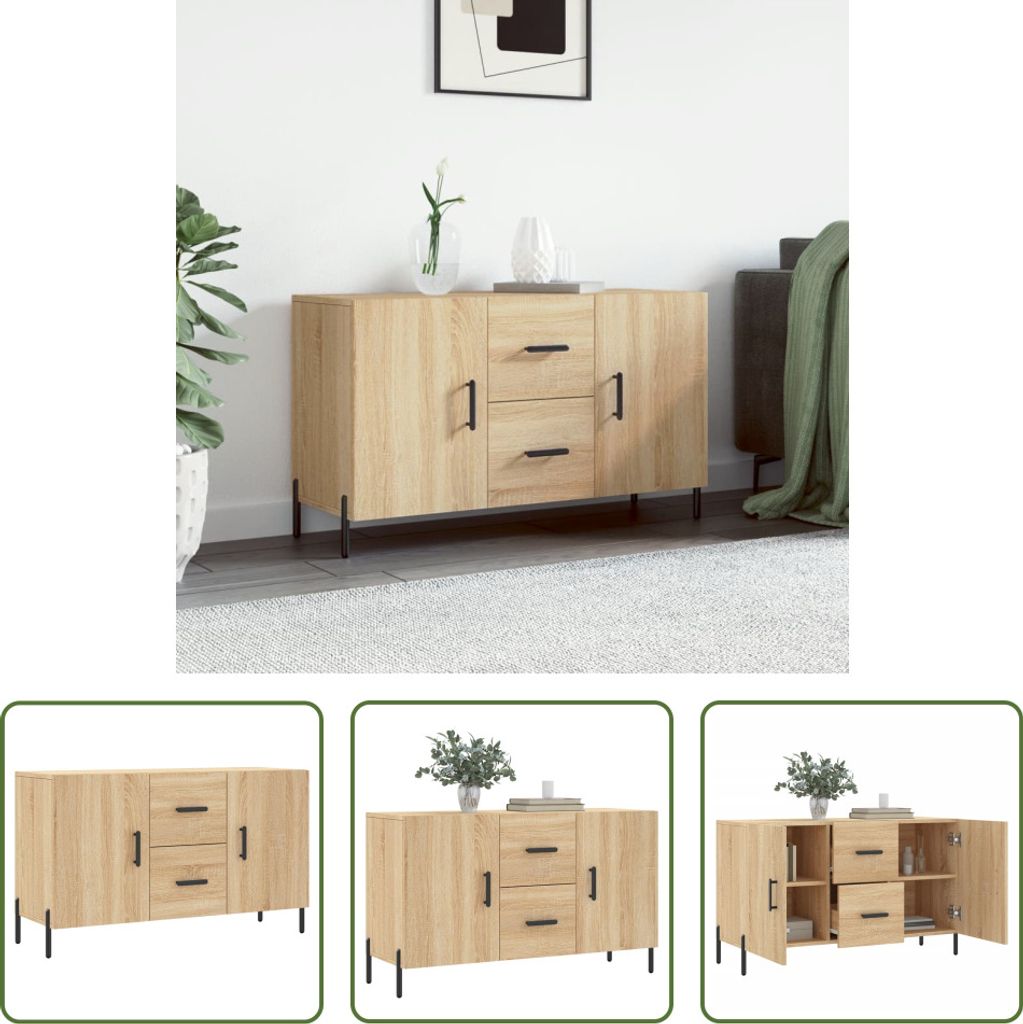 The Living Store Sideboard Sonoma-Eiche 100x36x60 cm Holzwerkstoff