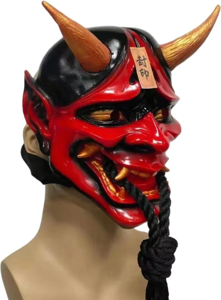 Couvre-visage Démon Japonais en Résine Accessoire de Scène et Spectacle