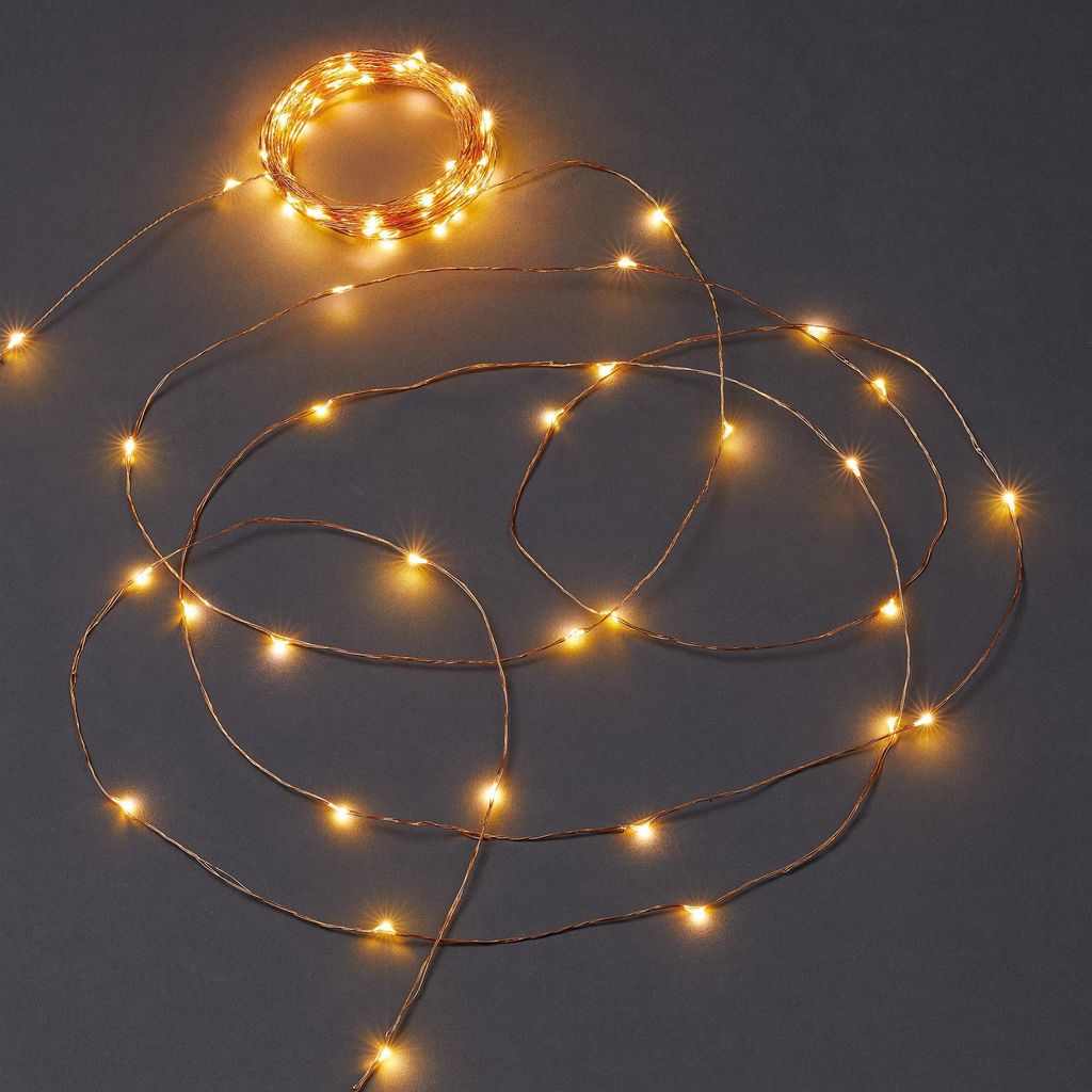 LED-Kupferkabel-Lichterkette Tauperlen 100 LEDs ww