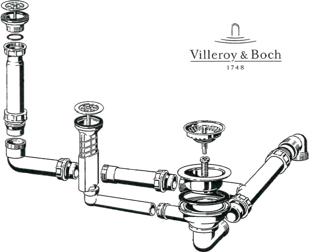 Villeroy und Boch ARENA ECK Ab- und Überlaufgarnitur mit Handbetätigung