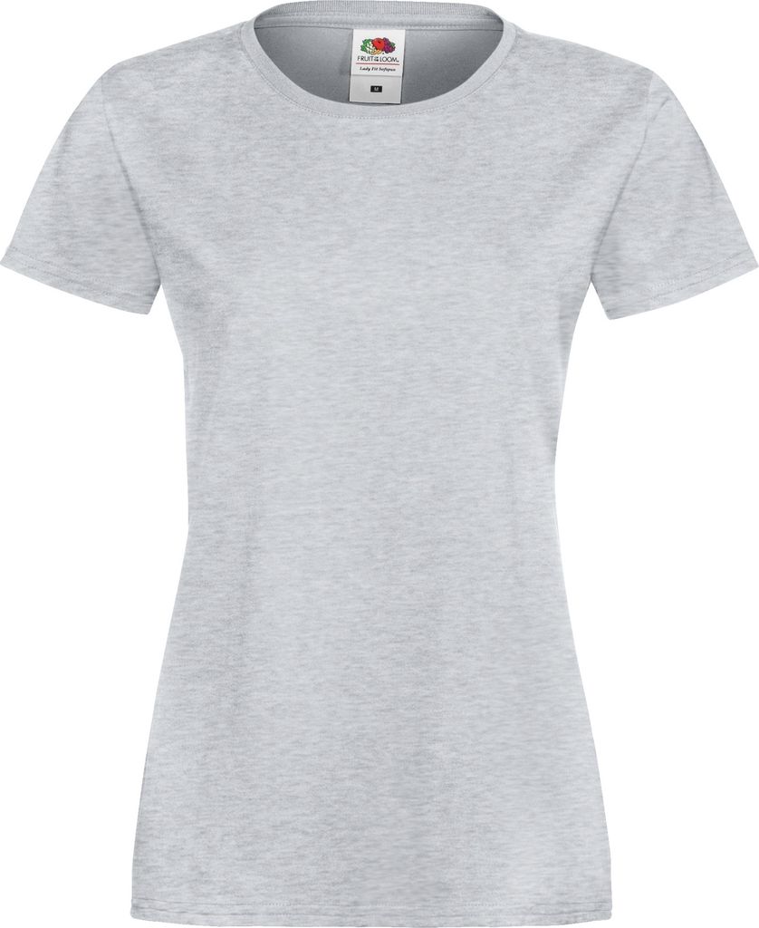 Fruit Of The Loom Lady-Fit Damen Sofspun T-shirt - Heather Grey - Extra Small