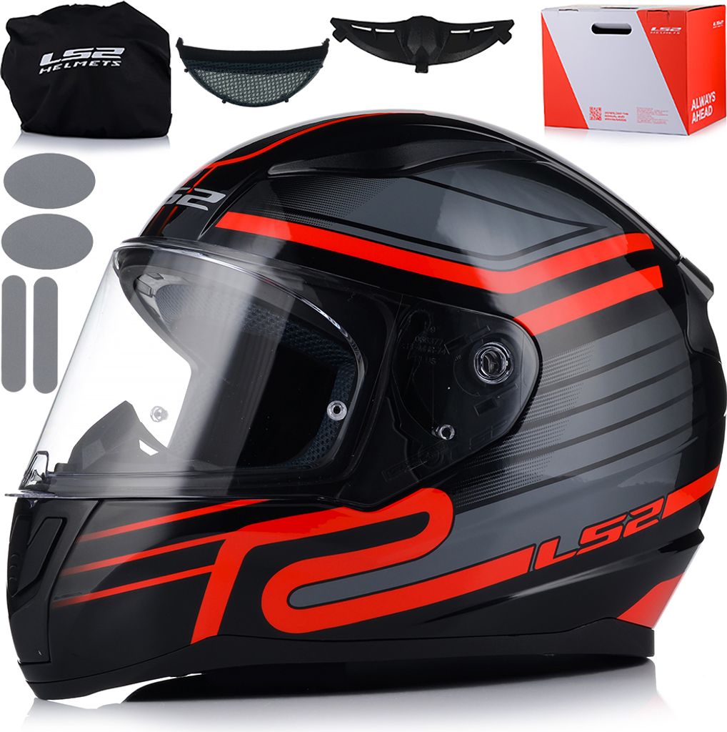 Integralhelm LS2 FF353 RAPID II Circuit Schwarz Rot Glänzend größe M