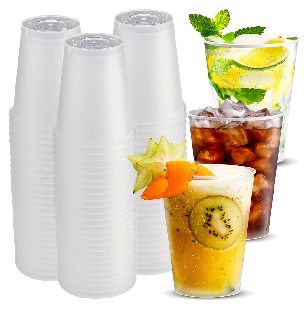 50 Stück wiederverwendbare Plastikbecher, 360 ml matte Becher, Set für Getränkepartys, Geburtstag, Hochzeit, Weihnachten