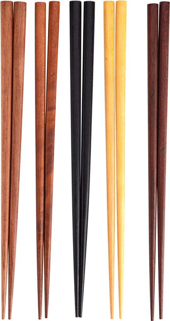 5 Paar 22,5 cm lange, praktische, schlichte, einfarbige, handgefertigte Essstäbchen aus Holz (Set)