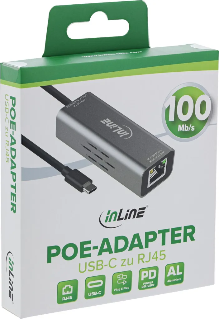 Adaptateur RJ45 USB-C InLine avec protection contre les surtensions Pro