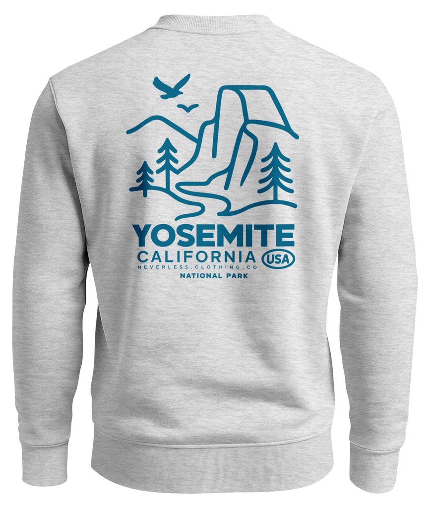 Sweatshirt Herren Pullover mit Backprint Yosemite California Naturmotiv National Park Graphic Outdoor Fashion Streetwear Neverless