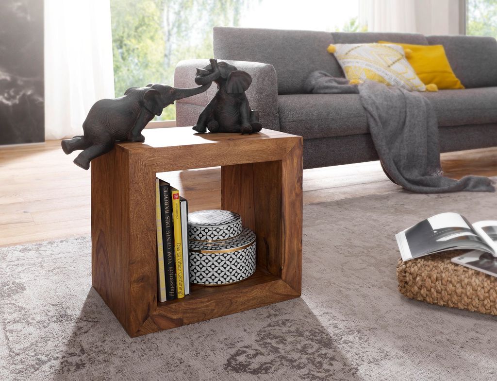 Wohnling Mensola in sheesham 44x44 cm Cubo in legno Immagine del prodotto 