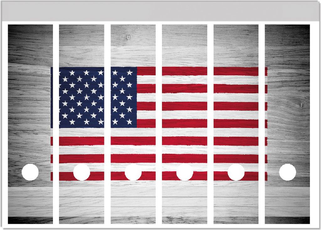Wallario Ordnerrücken Sticker, selbstklebend für breite Ordner, 6 Stück, Motiv USA Flagge auf Holz