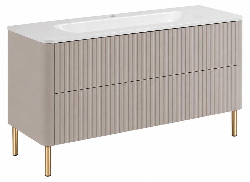 Badezimmerschrank 120, Kaschmir, mit Waschbecken, Beine Produktbild 