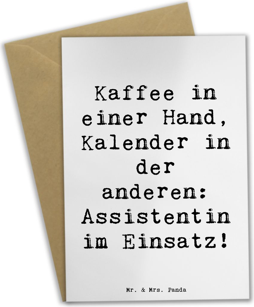 Mr. & Mrs. Panda Grußkarte Spruch Assistentin im Einsatz - Weiß - Geschenk, Beruf, Berufe, Berufsprodukte, Einsatzbereitschaft, kreative Geschenk...