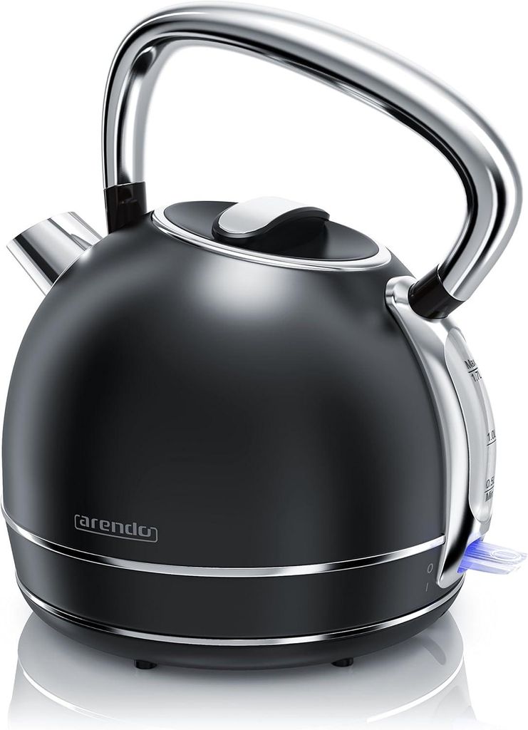 Retro Wasserkocher aus Edelstahl im Vintage Stil – 1,7 L – 2200 W – kabellos – Kalkfilter – automatische Abschaltung – LED–Cool Touch...