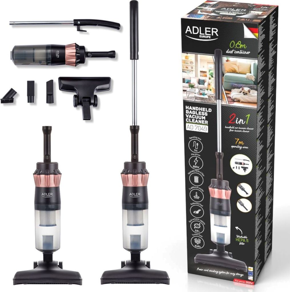 Adler AD 7049, 2-in-1-Stabstaubsauger, Beutellos, Schwarz, Produktbild 